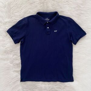 Vineyard Vines Boys' Navy Blue Heritage Polo Short Sleeve Shirt Whale Logo